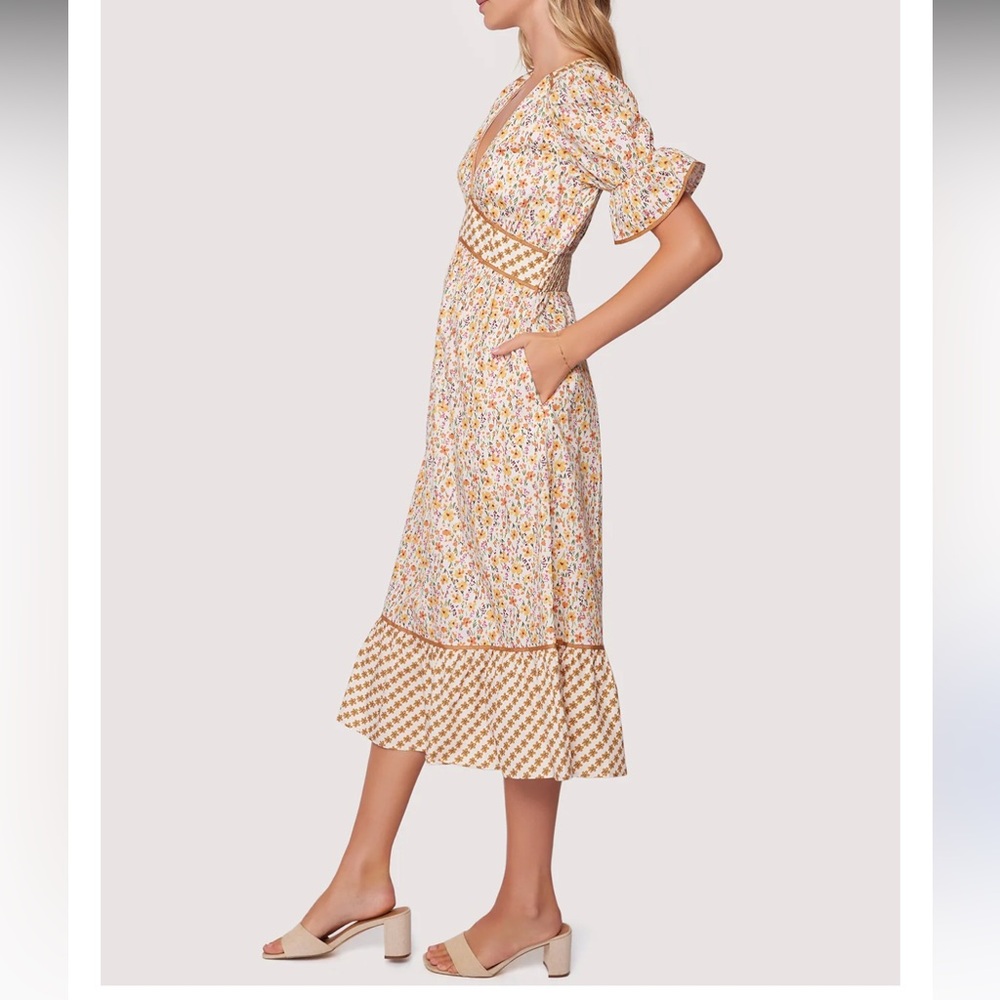 Lost Wander floral midi Cottagecore patchwork dress size‎ S XS